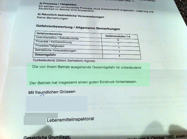 lebensmittelinspektion